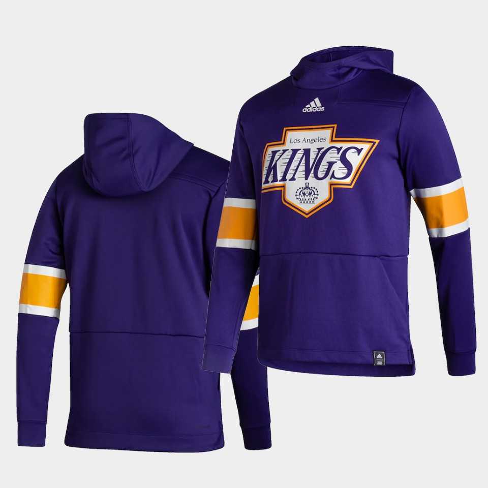 Men Los Angeles Kings Blank Purple NHL 2021 Adidas Pullover Hoodie Jersey